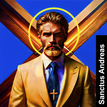 数字艺术 标题为“SANT ANDREU” 由Josep Domènech, 原创艺术品, AI生成的图像 安装在纸板上