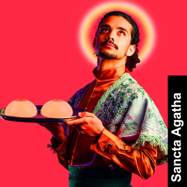 数字艺术 标题为“SANTA AGATA” 由Josep Domènech, 原创艺术品, AI生成的图像 安装在纸板上