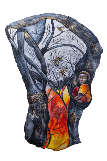 Painting titled "Incandescence n°1" by Adélaïde Simon, Original Artwork, Oil