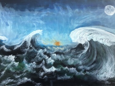 Painting titled "Atlantic storm" by Bas Van Dam, Original Artwork, Acrylic
