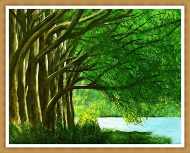 Peinture intitulée "árnyas tópart" par Endre Szalontai, Œuvre d'art originale, Acrylique