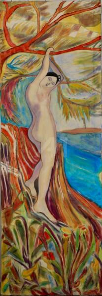 绘画 标题为“Pearl diver” 由Catherine Clare, 原创艺术品, 油 安装在木质担架架上