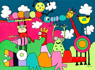 绘画 标题为“Y'a d' la joie” 由La Peigneuse De Girafes, 原创艺术品, 丙烯