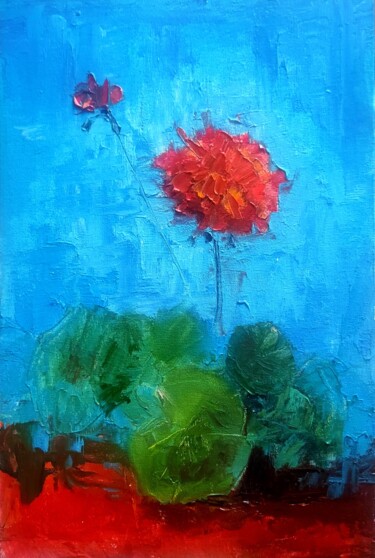 Peinture intitulée "квіти Герані" par Nina Fedotova, Œuvre d'art originale, Huile