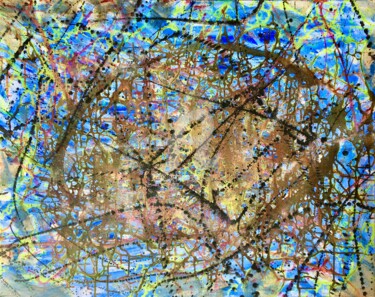 Painting titled "Topographie de Paris" by Catherine Clare, Original Artwork, Acrylic Mounted on Wood Stretcher frame