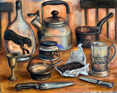 绘画 标题为“Still Life with a c…” 由Marina Kalinovsky, 原创艺术品, 油