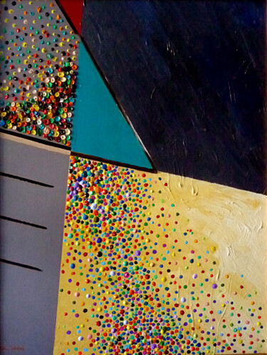 Sablier chromatique ou les couleurs du temps Malerei mit dem Titel "Sablier chromatique…" von Christian Vidal, Original-Kunstwerk, Öl Auf Holzplatte montiert