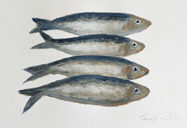 Malerei mit dem Titel "Sardines" von Joseph Rethlin, Original-Kunstwerk, Acryl