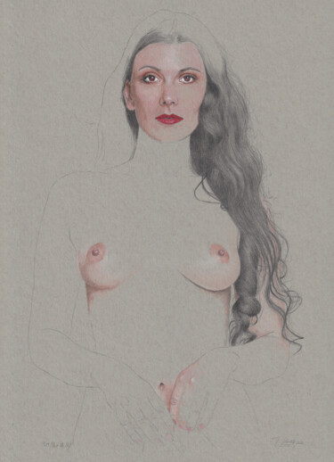 Tekening getiteld ""Pose Nr. 31 (19:09…" door Walter Roos, Origineel Kunstwerk, Potlood