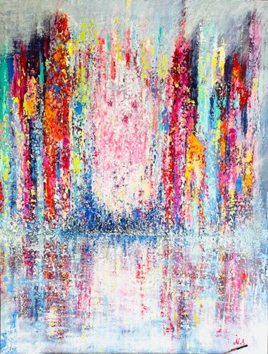 Malerei mit dem Titel "Le Loup dans la vil…" von Nicole Azoulay, Original-Kunstwerk, Acryl