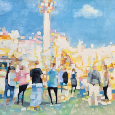 Pittura intitolato "Fun Fair" da Silvia Szlapka, Opera d'arte originale, Olio Montato su Telaio per barella in legno