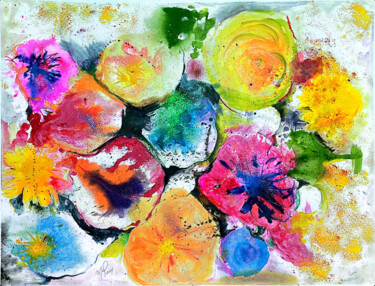 绘画 标题为“Flowers all around” 由Marcela Diaz (Prema), 原创艺术品, 水彩