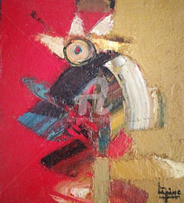 Painting titled "Le coq" by Pierre-Antoine Lépine, Original Artwork, Oil Mounted on Cardboard