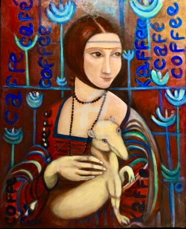 Peinture intitulée "Café Hermine d'aprè…" par Catherine Clare, Œuvre d'art originale, Huile Monté sur Châssis en bois