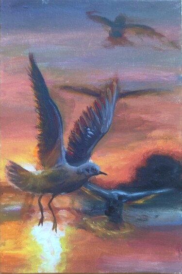 Painting titled "Birds" by Alisa Malyshkina, Original Artwork, Acrylic