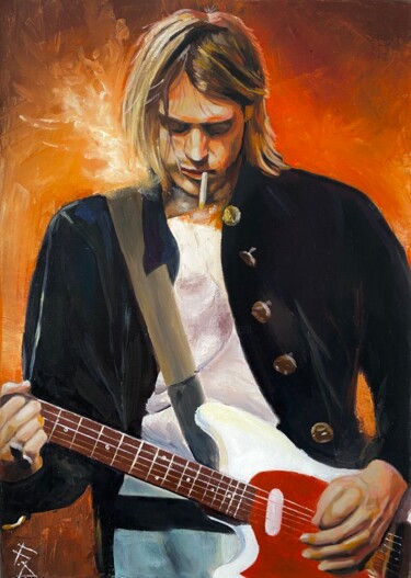Pittura intitolato "Kurt Cobain" da Danila Fomichev, Opera d'arte originale, Olio