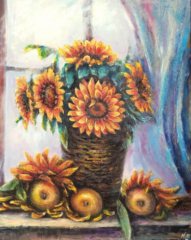 绘画 标题为“Sunflowers and appl…” 由Natalja Picugina, 原创艺术品, 油