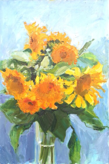 Sunflowers 绘画 标题为“Sunflowers” 由Olga Samar, 原创艺术品, 油 安装在artwork_cat.上