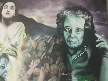 绘画 标题为“Hannah Arendt ou as…” 由Joao Andrade Rebelo, 原创艺术品, 丙烯 安装在木质担架架上