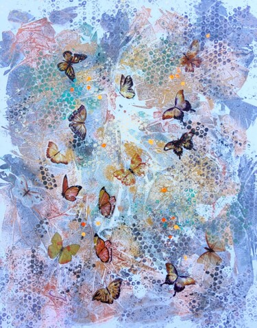 Butterfly, Sunrise, Summer Pittura intitolato "Butterfly, Sunrise,…" da Irina Fedorova, Opera d'arte originale, Acrilico