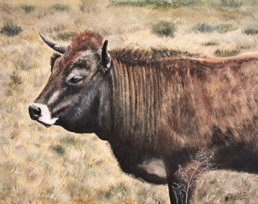 绘画 标题为“L'Aubrac” 由Gérard Nicaud, 原创艺术品, 油 安装在木质担架架上