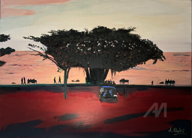 Front de mer à Pondichery Peinture intitulée "Front de mer à Pond…" par Daniel Bukō, Œuvre d'art originale, Huile Monté sur Châssis en bois