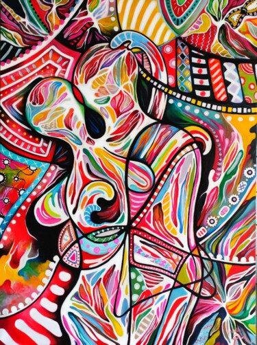 Painting titled "NUCLEAR HUGS - Olio…" by Nacoart, Original Artwork, Oil