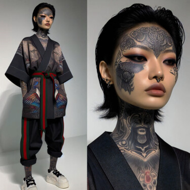 数字艺术 标题为“Wearin' black kimon…” 由Александр Погодин, 原创艺术品, AI生成的图像