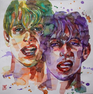 Schilderij getiteld "I don't care" door Kateryna Bortsova, Origineel Kunstwerk, Aquarel