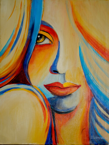 Painting titled "Reflexos de Alma" by Ildemarina Rodrigo, Original Artwork, Acrylic Mounted on Wood Stretcher frame