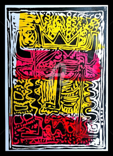 "Vacances à Madrid" başlıklı Baskıresim Christophe Flaugère tarafından, Orijinal sanat, Linocut Karton üzerine monte edilmiş