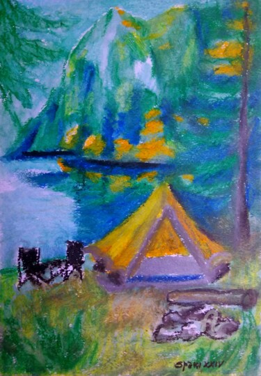 Peinture intitulée "Rester dans la natu…" par Slobodan Spasojevic (Spaki), Œuvre d'art originale, Pastel