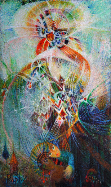 Painting titled "Le chant de la résu…" by Raphy, Original Artwork, Oil Mounted on Wood Stretcher frame