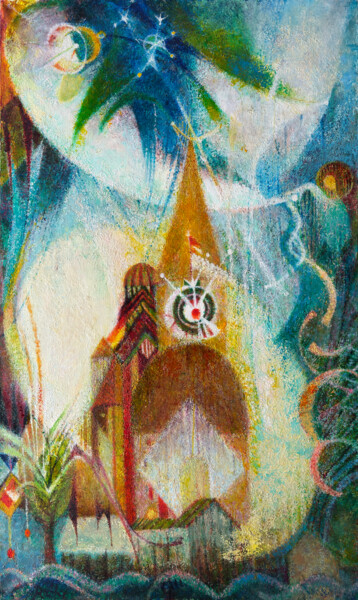 Légende de la forêt de Bondy - Notre-Dame des anges Peinture intitulée "Légende de la forêt…" par Raphy, Œuvre d'art originale, Huile Monté sur Châssis en bois