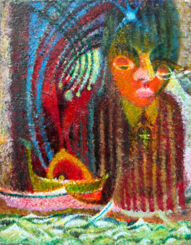 Peinture intitulée "Les petits bateaux" par Raphy, Œuvre d'art originale, Huile Monté sur Châssis en bois