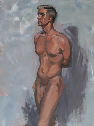 Malerei mit dem Titel "Nude model. Stefan" von Sergey Sovkov, Original-Kunstwerk, Acryl