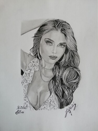 Zeichnungen mit dem Titel "Mujer hermosa" von Luis Ramirez, Original-Kunstwerk, Bleistift
