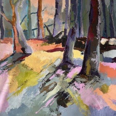 Ζωγραφική με τίτλο "ARBRES ET COULEURS" από Anne Marie Lateyron, Αυθεντικά έργα τέχνης, Ακρυλικό Τοποθετήθηκε στο Ξύλινο φορ…