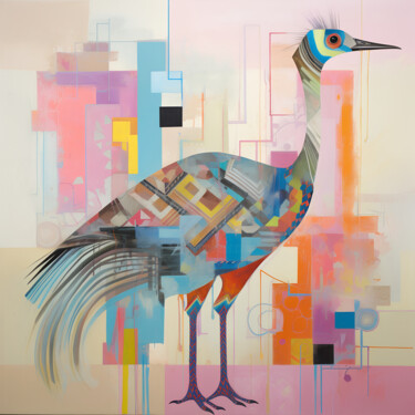 Emu in the Urban Kaleidoscope Arts numériques intitulée "Emu in the Urban Ka…" par Anna Burger, Œuvre d'art originale, Acrylique