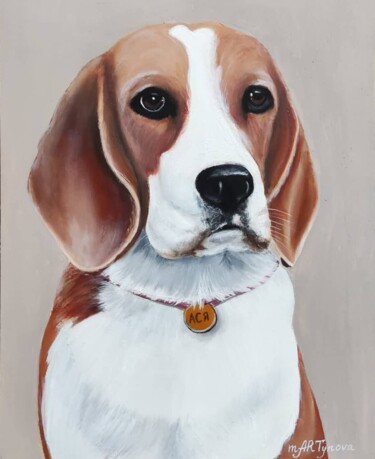 Peinture intitulée "Dog Asya" par Kseniya Martynova, Œuvre d'art originale, Huile