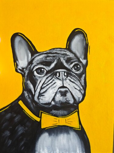 绘画 标题为“French Bulldog” 由Kseniya Martynova, 原创艺术品, 油 安装在纸板上