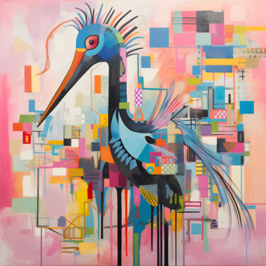 Crane’s City Symphony Arts numériques intitulée "Crane’s City Sympho…" par Anna Burger, Œuvre d'art originale, Peinture numérique