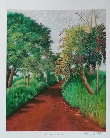 Gravures & estampes intitulée "L'Anacardier en lit…" par Charles Corbin, Œuvre d'art originale, Lithographie