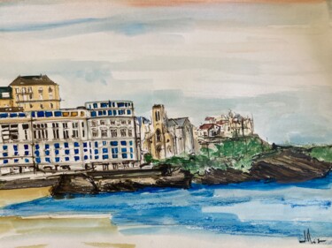 Dessin intitulée "Biarrytz" par Hartiste, Œuvre d'art originale, Aquarelle