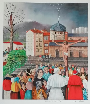Gravures & estampes intitulée "Démission du PAPE B…" par Charles Corbin, Œuvre d'art originale, Lithographie