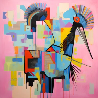 Picasso's Pink Perch Arts numériques intitulée "Picasso's Pink Perch" par Anna Burger, Œuvre d'art originale, Collage numérique