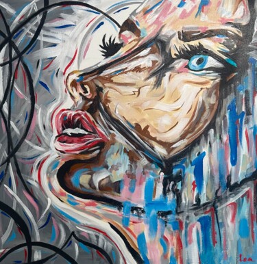 Peinture intitulée "Regard lointain" par Leaartistic, Œuvre d'art originale, Acrylique