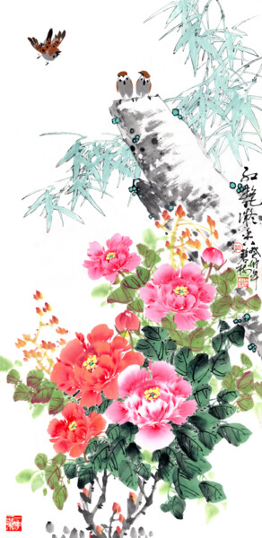 绘画 标题为“Red and Fragant” 由Taobishu, 原创艺术品, 水彩