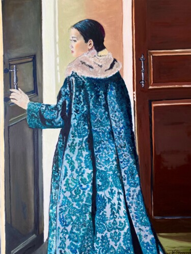 绘画 标题为“Le manteau” 由Katia Slessareff, 原创艺术品, 油 安装在木质担架架上