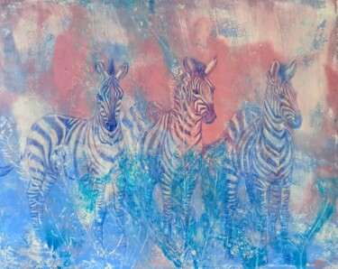 绘画 标题为“Three Zebras” 由Alyona Masterkova, 原创艺术品, 丙烯